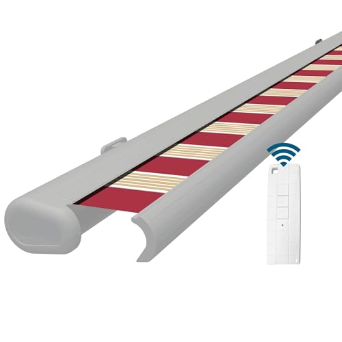 Eclipse Vollkassettenmarkise Premium elektrisch 4,5x3m Markise Balkon Terrassenüberdachung Kassettenmarkise Gelenkarm Polyacryltuch UV-Schutz 50+ Smarthome-fähiger Motor, Markisentuch: Rot-Weiß von Four & More