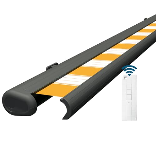 Eclipse Vollkassettenmarkise elektrisch 3x2,5m basaltgraues Gehäuse Markise Balkon Terrassenüberdachung Gelenkarm Polyacryltuch UV-Schutz 50+ Smarthome-fähiger Dooya Motor, Markisentuch: Sonnenfarbe von Four & More