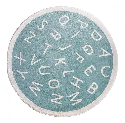 ABC Runder Alphabet-Teppich für Kinder, weicher Plüsch, Kinderzimmerteppich, Baby, pädagogisches Spielen, Krabbelmatte, rutschfester Teppichbodenkissen für Klassenzimmer, Spielzimmer, Schlafzimmer, von Fouriding