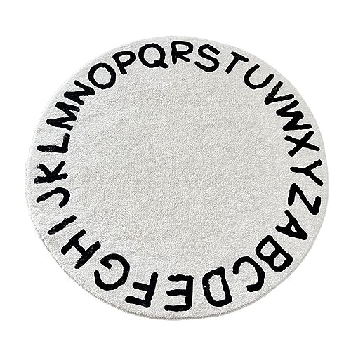 ABC Runder Alphabet-Teppich für Kinder, weicher Plüsch, Kinderzimmerteppich, Baby, pädagogisches Spielen, Krabbelmatte, rutschfester Teppich, Bodenkissen für Klassenzimmer, Spielzimmer, Schlafzimmer, von Fouriding