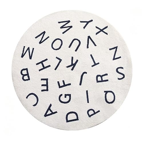 ABC Runder Alphabet-Teppich für Kinder, weicher Plüsch, Kinderzimmerteppich, Baby, pädagogisches Spielen, Krabbelmatte, rutschfester Teppich, Bodenkissen für Klassenzimmer, Spielzimmer, Schlafzimmer, von Fouriding