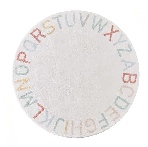 ABC Runder Alphabet-Teppich für Kinder, weicher Plüsch, Kinderzimmerteppich, Baby, pädagogisches Spielen, Krabbelmatte, rutschfester Teppich, Bodenkissen für Klassenzimmer, Spielzimmer, Schlafzimmer, von Fouriding