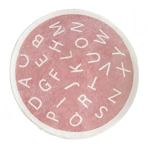 ABC Runder Alphabet-Teppich für Kinder, weicher Plüsch, Kinderzimmerteppich, Baby, pädagogisches Spielen, Krabbelmatte, rutschfester Teppichbodenkissen für Klassenzimmer, Spielzimmer, Schlafzimmer, von Fouriding