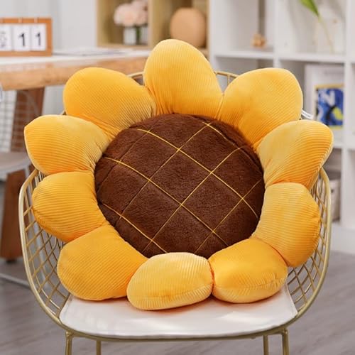 Blumenkissen, Sonnenblumenförmiges Wurfkissen, Bodenkissen, Plüschkissen, niedliches dekoratives Kissen, Sitzkissen und Raumdekoration für Schlafzimmer, Sofa, Stuhl (1, 40 cm) von Fouriding
