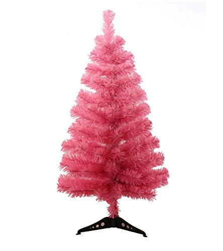 Fouriding 3ft 90cm Künstlicher Weihnachtsbaum Christbaum Tannenbaum mit KunststoffStänder Kunststoff Baum Dekoration (Rosa) von Fouriding
