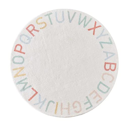 Fouriding ABC Alphabet Runde Teppich weiche Cartoon Plüsch Teppich niedlich Teppich rutschfest für Baby Kinder Zimmer Klassenzimmer Kinderzimmer Zimmer Jungen Mädchen Zimmer Dekor (Bunt, 160cm) von Fouriding