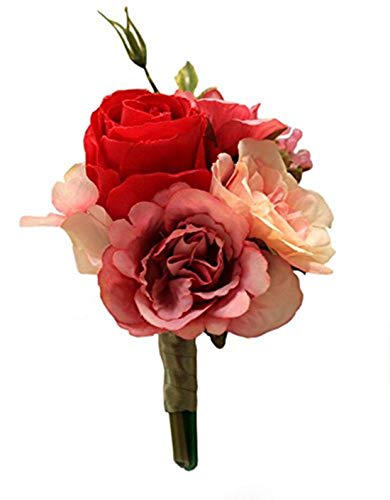 Fouriding Bräutigam Anstecknadel Boutonniere Boutonnièr Braut Blumen Corsage Brosche Hochzeitsanstecker der Männer für Herren Hochzeit Anzug Bankett Partei Dekoration von Fouriding