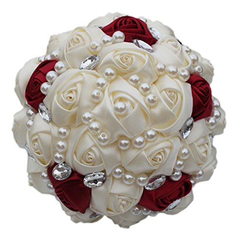 Fouriding Brautstrauß Braut Rosen Blumen Blumensträusse Hochzeit Strauß Künstliche Blumenstrauß Künstlicher Rosenstrauß Dekoration von Fouriding