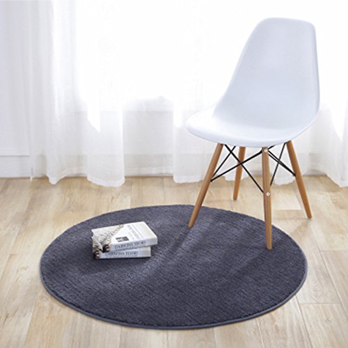 Fouriding Einfarbig Rund Teppich weicher Kurzflor Teppiche fürs Wohnzimmer, Esszimmer, Kinderzimmer, Schlafzimmer und die Küche geeignet Dunkelgrau 90cm Fouriding Einfarbig Rund Teppich weicher Kurzflor Teppiche fürs Wohnzimmer, Esszimmer, Kinderzimmer, Schlafzimmer und die Küche geeignet Dunkelgrau 90cm von Fouriding