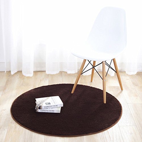 Fouriding Einfarbig Rund Teppich weicher Kurzflor Teppiche fürs Wohnzimmer, Esszimmer, Kinderzimmer, Schlafzimmer und die Küche geeignet Kaffee 100cm von Fouriding