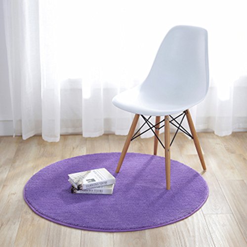 Fouriding Einfarbig Rund Teppich weicher Kurzflor Teppiche fürs Wohnzimmer, Esszimmer, Kinderzimmer, Schlafzimmer und die Küche geeignet Lila 60cm von Fouriding