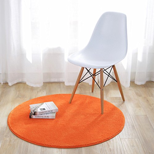 Fouriding Einfarbig Rund Teppich weicher Kurzflor Teppiche fürs Wohnzimmer, Esszimmer, Kinderzimmer, Schlafzimmer und die Küche geeignet Orange 100cm von Fouriding