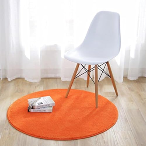 Fouriding Einfarbig Rund Teppich weicher Kurzflor Teppiche fürs Wohnzimmer, Esszimmer, Kinderzimmer, Schlafzimmer und die Küche geeignet Orange 80cm von Fouriding