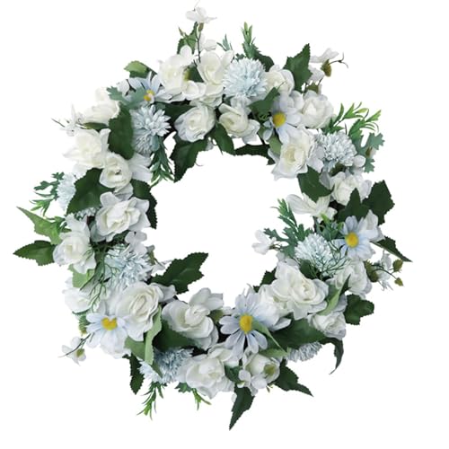 Fouriding Frühlingskranz für die Haustür 45CM, Künstliche Blumen Kranz Sommerkranz für Fensterdekoration im Freien Haustür Home Decor (G) von Fouriding