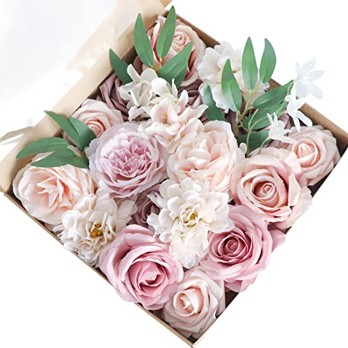 Fouriding Künstliche Blumen, Kunstblumen Gefälschte Combo DIY für Blumenarrangements, Blumensträuße, Hochzeitsdekoration,Zuhause Dekoration (Rosa Champagner) von Fouriding