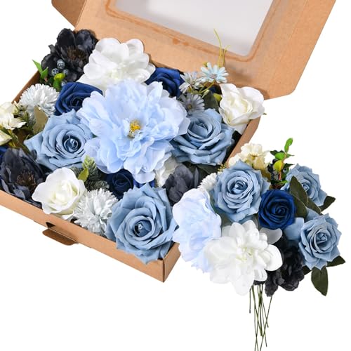 Fouriding Künstliche Blumen DIY für Hochzeit,Seide Gefälschte Blumen DIY für Blumensträuße Mittelstücke Valentinstag Muttertag Dusche Geburtstag Torte Home Dekoration (Haze Blau) von Fouriding