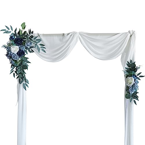 Fouriding Künstliche Hochzeit Bogen Blumen Kit, Hochzeit künstliche Blume Swag Hochzeit Willkommen Zeichen Blumendekorationen für Hochzeitszeremonie Empfang Backdrop Deko (Blau) von Fouriding