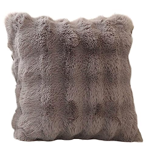 Fouriding Kunstfell Fleece Square Kissen, Weiche Warme Blase Faux Plüsch Kissen für Sofa Zimmer Bett Stuhl Boden dekorative (50cm, Grau) von Fouriding