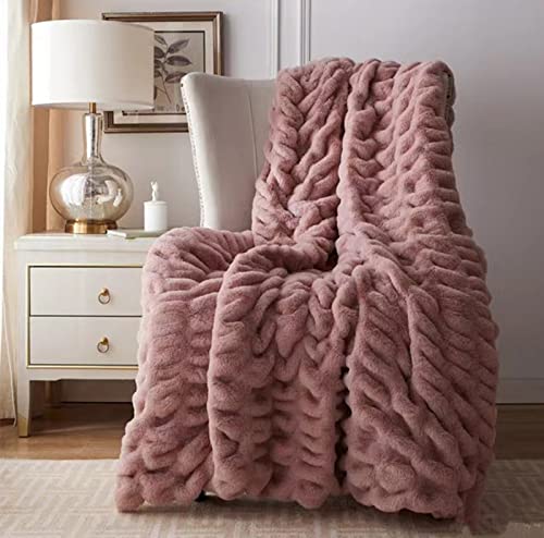 Fouriding Kunstpelz Fleece Decke,Winter weiche warme Blase Kunstpelz Fleece Decke für Bett Sofa Casual Decke Bettdecke Decke (Bohnenpaste, 100×150CM) von Fouriding