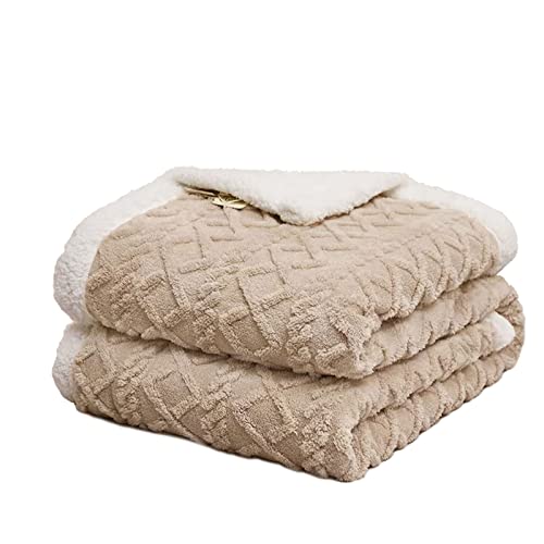 Fouriding Sherpa Fleece Decke,Winter Weiche warme Bettdecken Decken Sofas Decken für Bett Sofa Reise Bettdecke Decke (Khaki, 200×230CM) von Fouriding
