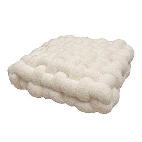 Fouriding Square Knot Wurfkissen,Square Lamb's Fleece Kissen Plüsch gewebt Kissen für Home Sofa Bett Stuhl Schlafzimmer Dekoration (30 * 33 * 12cm, Creme) von Fouriding