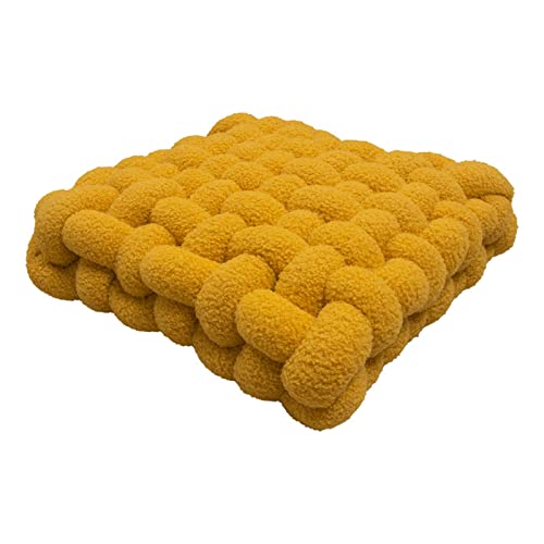 Fouriding Square Knot Wurfkissen,Square Lamb's Fleece Kissen Plüsch gewebt Kissen für Home Sofa Bett Stuhl Schlafzimmer Dekoration (40 * 45 * 12cm, Gelb) von Fouriding