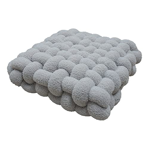 Fouriding Square Knot Wurfkissen,Square Lamb's Fleece Kissen Plüsch gewebt Kissen für Home Sofa Bett Stuhl Schlafzimmer Dekoration (40 * 45 * 12cm, Hellgrau) von Fouriding