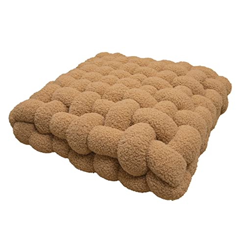 Fouriding Square Knot Wurfkissen,Square Lamb's Fleece Kissen Plüsch gewebt Kissen für Home Sofa Bett Stuhl Schlafzimmer Dekoration (40 * 45 * 12cm, Khaki) von Fouriding