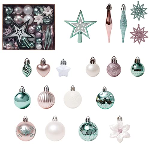 Fouriding Weihnachtskugeln 58pcs Kunststoff Christbaumkugeln Hängende Dekoration für Weihnachtsbaumschmuck (Rosa) von Fouriding