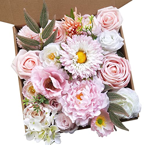 Fouriding künstliche gefälschte Rosen Blumen für DIY Hochzeit Blumensträuße Centerpieces Arrangements Valentinstag Muttertag Baby Dusche Geburtstag Torte Home Decoration (Helles Rosa) von Fouriding