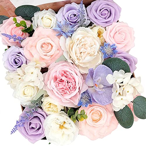 Fouriding künstliche gefälschte Rosen Blumen für DIY Hochzeit Blumensträuße Centerpieces Arrangements Valentinstag Muttertag Baby Dusche Geburtstag Torte Home Decoration (Rosa Violett) von Fouriding