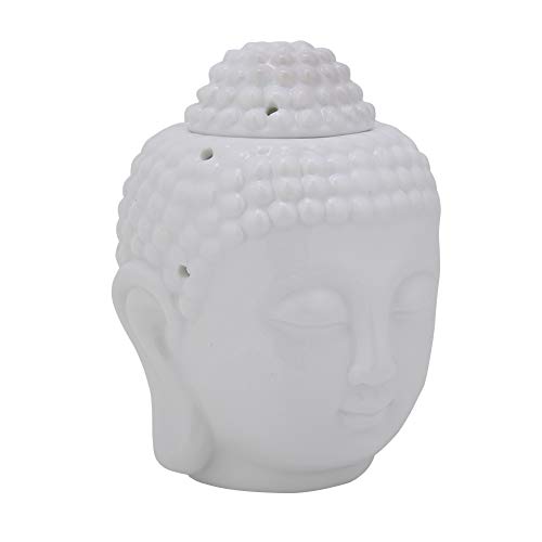 Brenner für ätherische Öle, Keramik 5,5 * 3,9 in Weiß Buddha Kopf Weihrauch Diffusor Buddha Kerzenhalter Diffusor für ätherische Öle, Schlafzimmer für Teehaus von Fournyaa