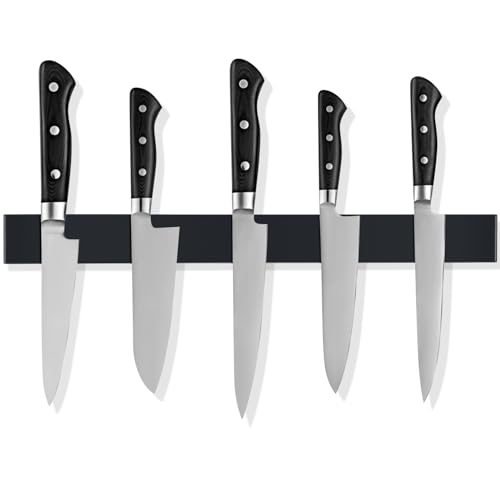 Fousenuk 40cm Magnetleiste Messer, Edelstahl Messerhalter Magnetisch, Selbstklebend Magnet, Knife Holder, Messermagnet Küchenleiste Messerleiste Halterung, Kann Ohne Bohren Installiert Werden Stark von Fousenuk