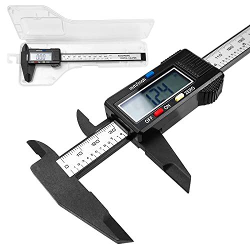 Fousenuk Messschieber, Schieblehre Präzision 150 mm/6" Caliper Digital Kohlefaser mit Klarem Lcd und Backup Batterie, Meßschieber für Außendurchmesser, Innendurchmesser und Tiefe zu Messen von Fousenuk