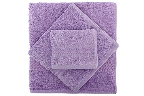 Foutastic Luxurious Lilac Towel Set (3 Pieces) | 100% Cotton, 500 gr/m² | Includes Wash Towel (30x50 cm), Hand Towel (50x90 cm), Bath Towel (70x140 cm) | Machine Washable, Gift Box Included von Foutastic