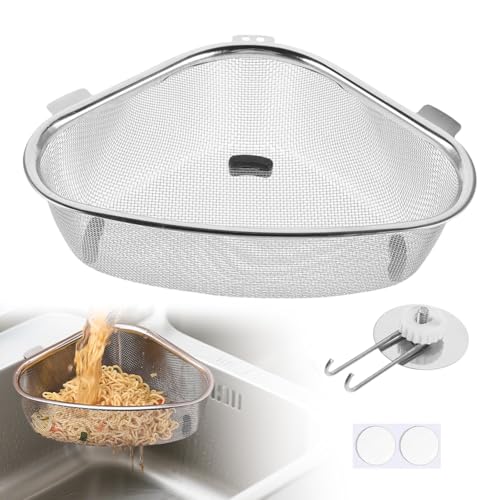 Edelstahl Siebkorb für Spülbecken, Abflusssieb Küchenspüle Sink Drain Strainer Spülbecken Sieb, Dreieckige Spüle Sieb Korb für Filter-Lebensmittelabfall, Waschen Obst Oder Gemüse von Fouvin