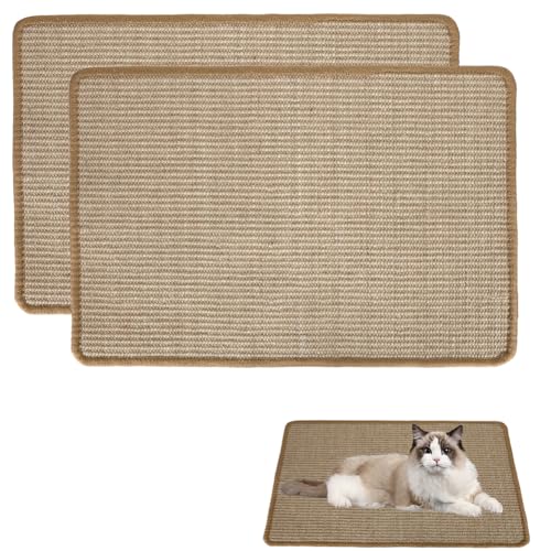 FOUVIN Kratzbretter Katze Kratzteppich Sisal - 2 Stück Sisalmatte Natürlichem Sisal Kratzteppich für Katzen, Rutschfest Sisal Teppich Katzen Katzen Kratzmatte für Schutz von Möbeln und Wänden, 40x60cm von Fouvin