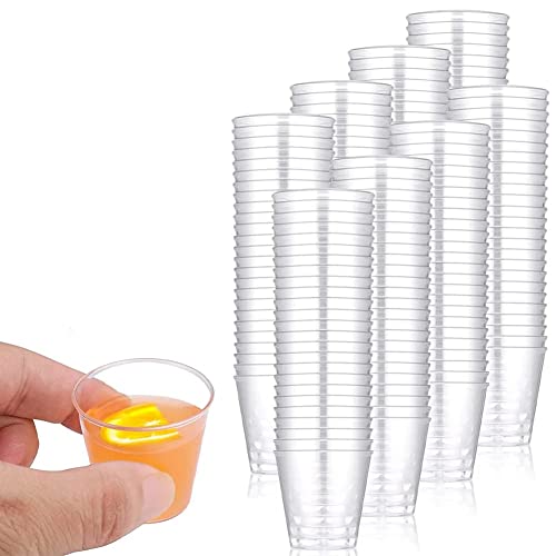 Fouvin 200 Stück Plastik Schnapsgläser, 3cl/30ml Shotgläser, Shot Becher, Plastikbecher Schnapsgläser, Schnapsgläser Transparent für Partys, Weihnachten, Verkostung, Geburtstage, Hochzeiten von Fouvin