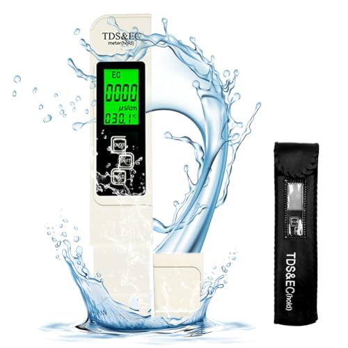 Fouvin Wasserqualitätstest Meter - TDS/EC Wasserqualitätstest Meter mit Hintergrundbeleuchtung, TDS/EC Wasser Tester, Wasserqualität Tester für Trinkwasser, Pool, Aquarium, Schwimmbad, Teich, Weiß von Fouvin