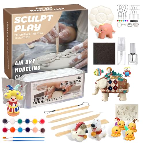 Fouvin Töpferset, Töpfer-Set Enthält 500g Lufttrockenen Ton, Töpferwerkzeug Set Keramik Werkzeug Sculpting Ton Tools Verschiedener DIY-Projekte von Fouvin