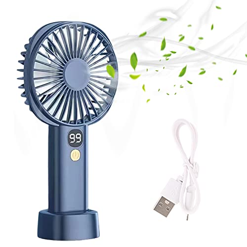 Fouvin Tragbarer Handventilator, Mini Ventilator mit 4000mAh Akku, 5 Windstufen und Turbo-Funktion, Kleiner Ventilator mit Ständer, Taschenventilator, für Zuhause, Büro oder auf Reisen (Blau) von Fouvin