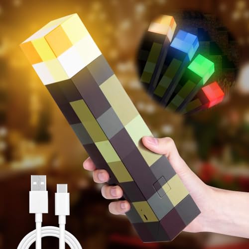 Lampe Fackel Wandlampe 28cm, 4 Farben Wall Fackel Nachtlicht, Nachtlampe USB Wiederaufladbare LED Lichter, Led Fackel Kinder für Hand oder Wandhalterung Beleuchtung Spielzeug Geschenke von Fouvin