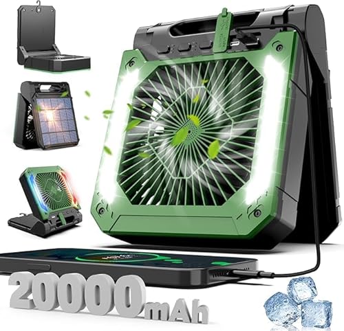 20000mAh Solar Camping Ventilator Akku mit LED Licht 3Geschwindigkeiten Tragbarer Tischventilator 90°Drehung Typ-C USB Ventilator Solar Camping Outdoor Solarventilator mit Timer für Zelt Reisen Angeln 20000mAh Solar Camping Ventilator Akku mit LED Licht 3Geschwindigkeiten Tragbarer Tischventilator 90°Drehung Typ-C USB Ventilator Solar Camping Outdoor Solarventilator mit Timer für Zelt Reisen Angeln von Fovendi