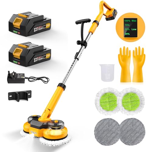 21V Kabellos Bodenwischer Elektrisch mit 2x2000mAh Batterien Wischmopp Poliermaschine mit Sprühfunktion Elektrischer Wischer Mopp mit 400 ML Wassertank, LED Beleuchtung 4Pads 21V Kabellos Bodenwischer Elektrisch mit 2x2000mAh Batterien Wischmopp Poliermaschine mit Sprühfunktion Elektrischer Wischer Mopp mit 400 ML Wassertank, LED Beleuchtung 4Pads von Fovendi