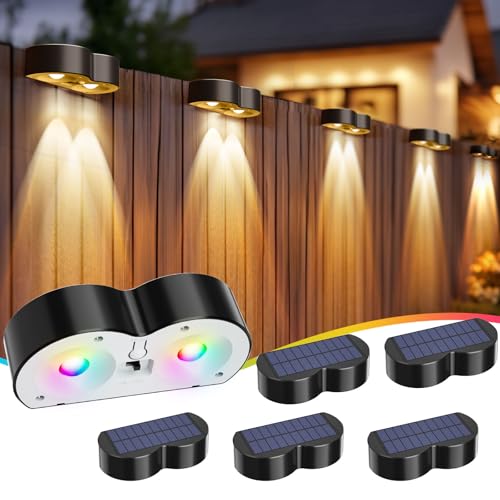 Solarlampen für Außen Garten IP65 Wasserdicht 6 Stück Garten Solarleuchten für Außen 10 Farbmodi RGB Solar Wandleuchte Aussen LED Dekorative Gartenleuchten für Terrasse, Garten, Stufen und Treppen von Fovendi