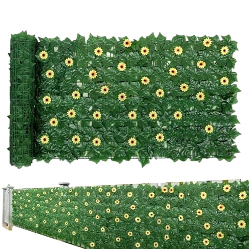 Foway Efeu Sichtschutz - Ausziehbares Kunstgras-Paneel 1x3 Meter | Immergrüne Kunsthecke Mit 96 Sonnenblumen Als Dekoration Für Garten, Terrasse Und Innenbereich Foway Efeu Sichtschutz - Ausziehbares Kunstgras-Paneel 1x3 Meter | Immergrüne Kunsthecke Mit 96 Sonnenblumen Als Dekoration Für Garten, Terrasse Und Innenbereich von Foway