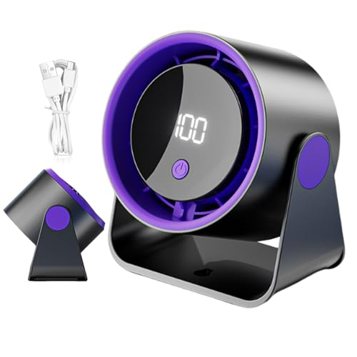 Foway Kleine Tischventilatoren | Einstellbare Desktop-Ventilatoren Mit LED-Anzeige - Tragbarer Luftkühler Mit Langer Laufzeit Für Büro Wohnwagen Schlafzimmer Reise Outdoor von Foway
