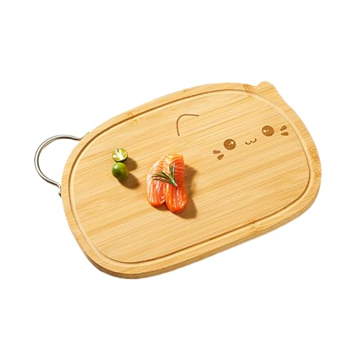 Foway Schneidebrett Aus Holz - Obst Schneidebrett Mit Griff - Küchengerät Mit Saftrille Doppelseitiges Hackbrett Für Haushalt Restaurants Täglichen Gebrauch Steak Sushi Charcuterie Outdoor von Foway