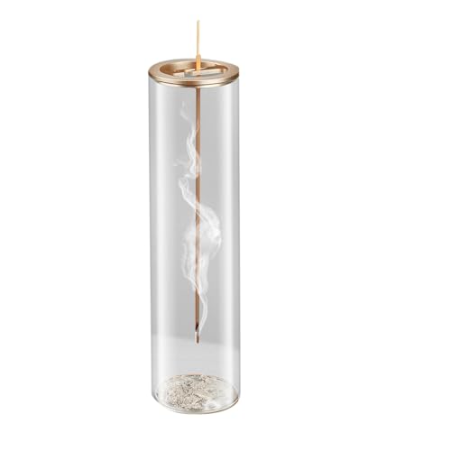Fowecry Räucherstäbchenhalter für Räucherstäbchen [Anti-Aschefliegen], Räucherstäbchenhalter mit Abnehmbarem Aschefänger Aus Glas, für zu Hause Einfach zu Verwenden von Fowecry