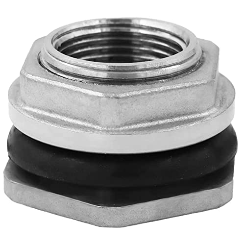 Fowecry Wasserrohrverbinder-Adapter, Schottverschraubung, SUS304-Edelstahl, Durchsteckverschraubung für Regentonnen, Aquarien 1,2 von Fowecry